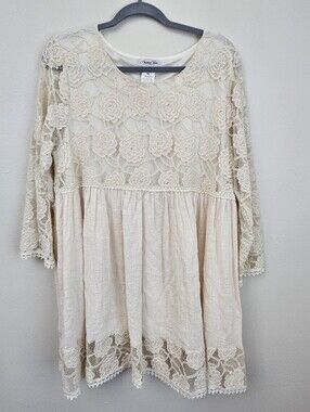 Paisley Vine Dress XL Beige Lace Boho Chic Style